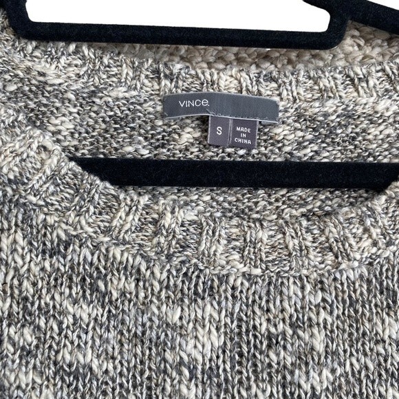 Vince Women's Size S Boxy Chunky Knit Sweater Gray Marl Linen Blend Contemporary - Picture 3 of 10